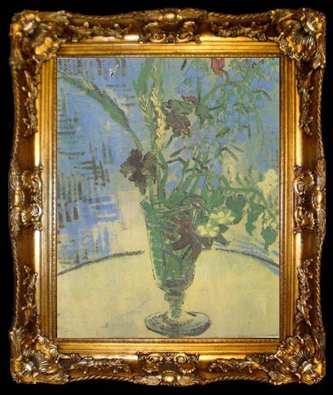 framed  Vincent Van Gogh Still life:Glass with Wild Flowers (nn04), ta009-2